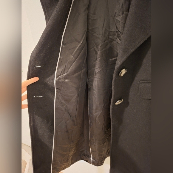 NWOT Calvin Klein Women's Black Wool Maxi Coat with Faux Fur Collar (Size XS) - Picture 7 of 12